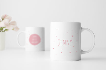 Keramik Tasse mit Namen | Schön, dass es Dich gibt | rosa