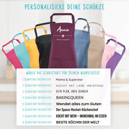 Deine Schürze | Mit Name, Icon & Wunschtext gestalten