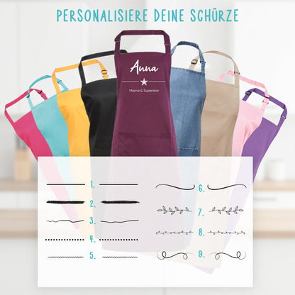 Deine Schürze | Mit Name, Icon & Wunschtext gestalten