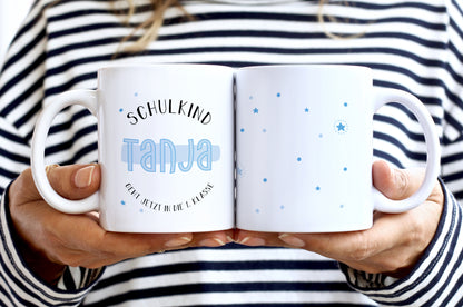 Keramik Tasse mit Namen | Schulkind Blau