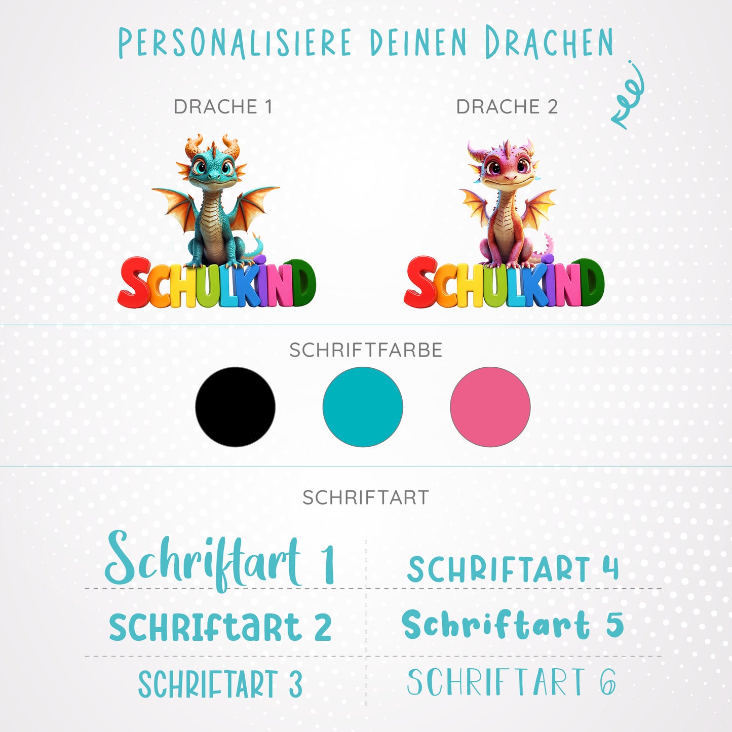Turnbeutel aus Bio- Baumwolle mit Name | Schulkind Drache