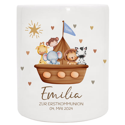 Keramik Spardose mit Name + Datum | Arche Noah