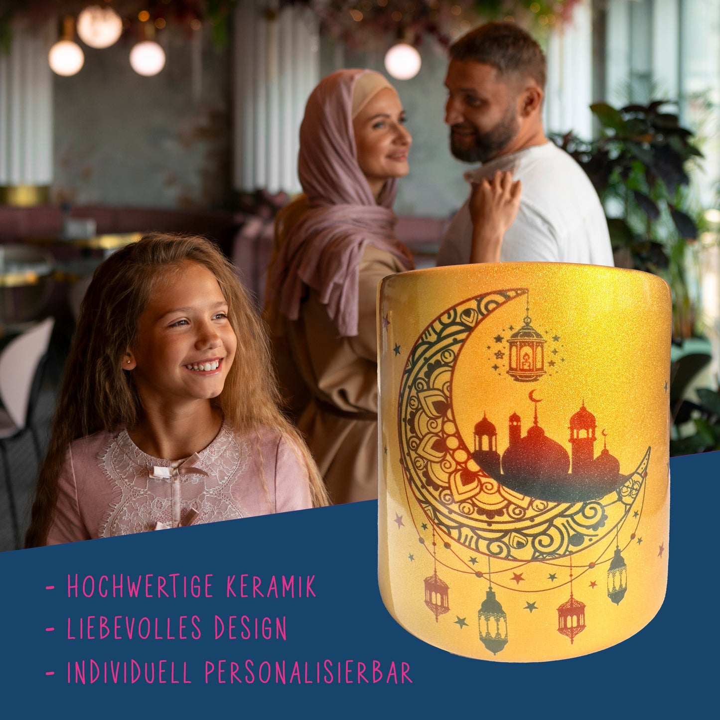 Keramik Spardose mit Name | Ramadan Mond