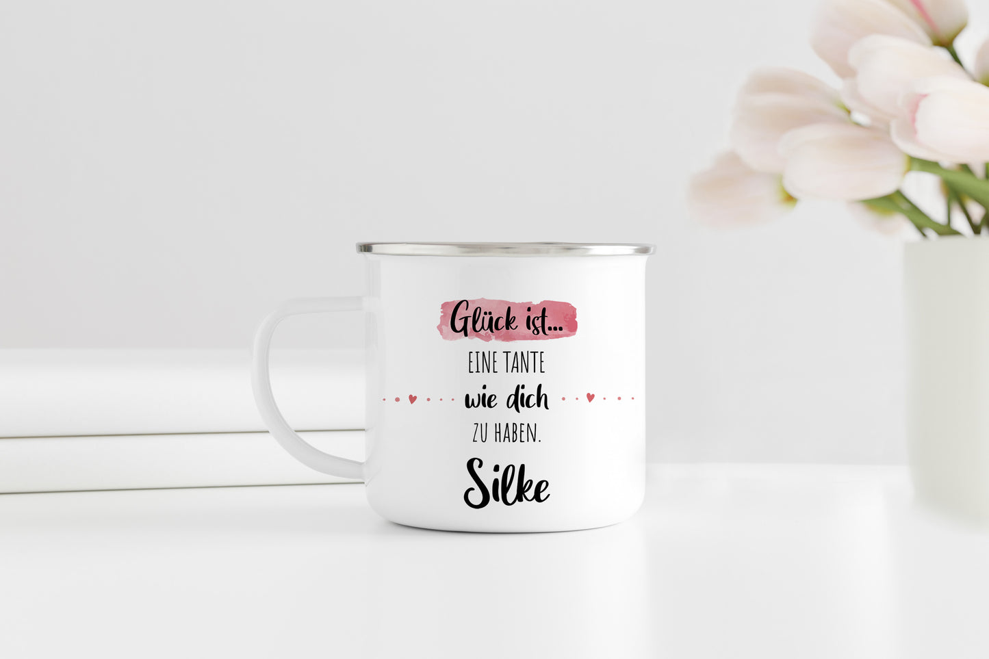 Emaille Tasse mit Namen | Glück ist eine Tante wie dich zu haben