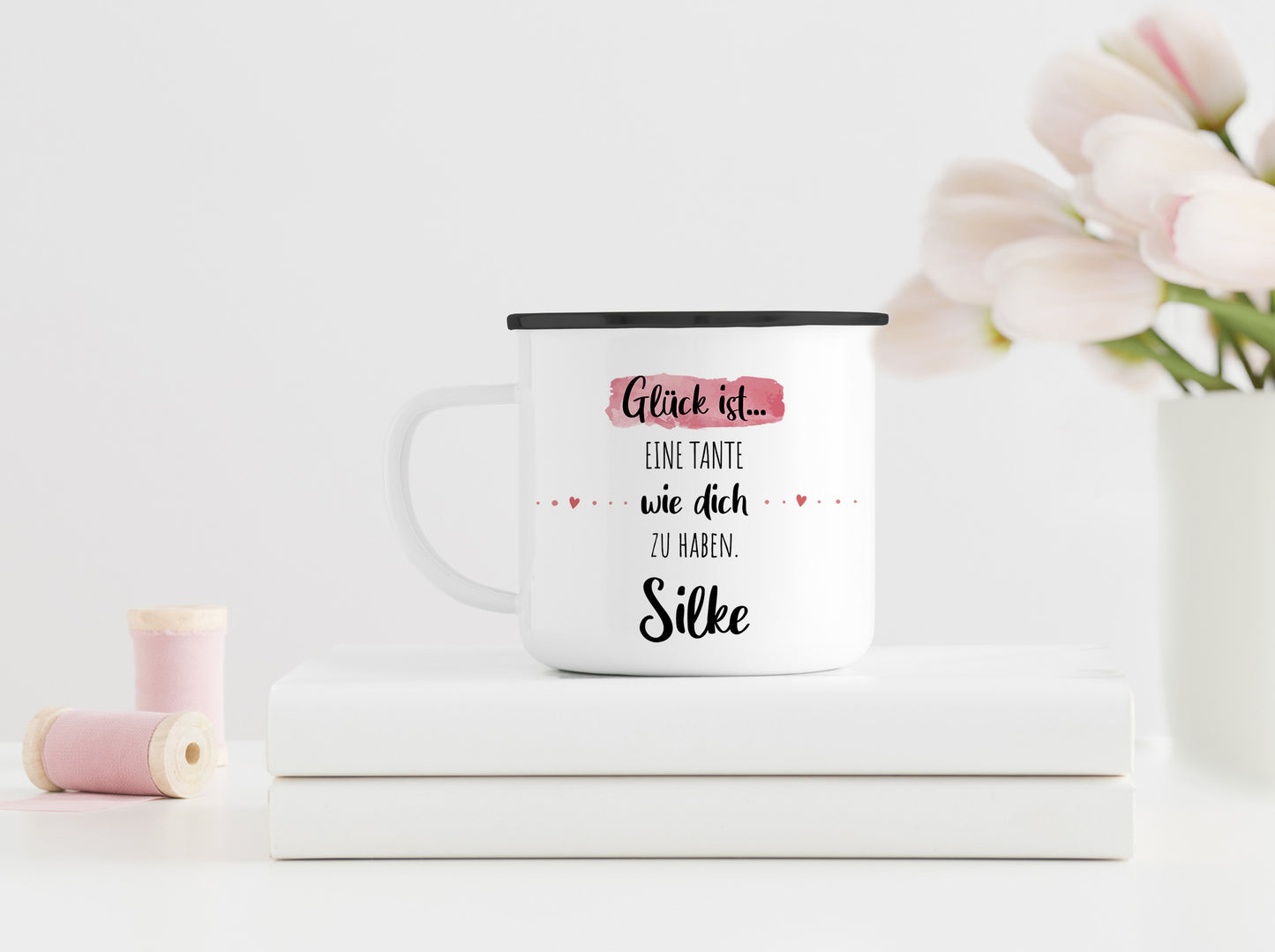 Emaille Tasse mit Namen | Glück ist eine Tante wie dich zu haben
