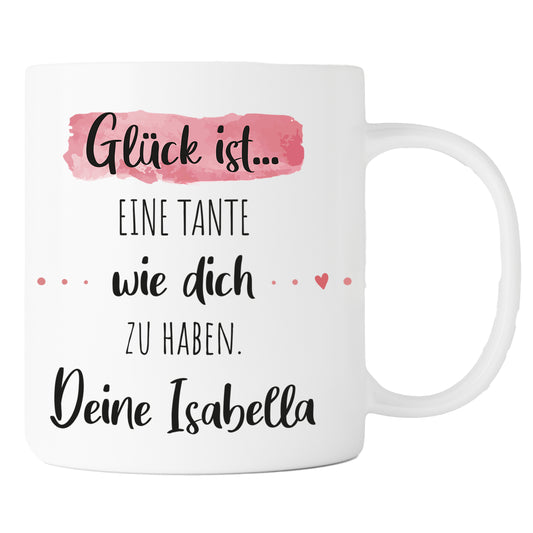 Keramik Tasse mit Namen | Glück ist eine Tante wie dich zu haben