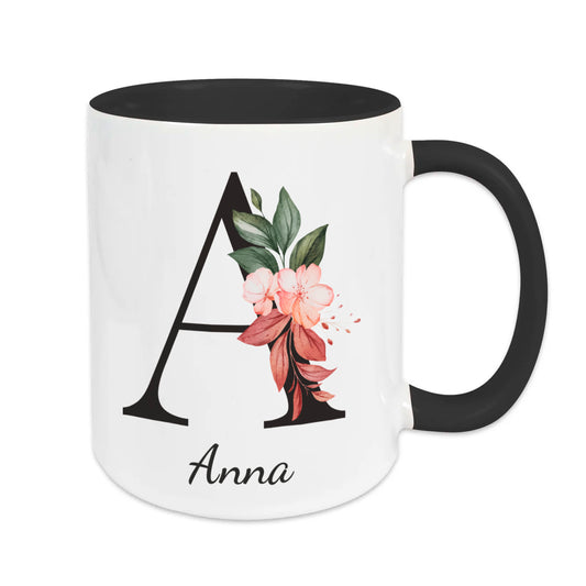 Keramik Tasse mit Namen | Buchstabe Kirschblüte
