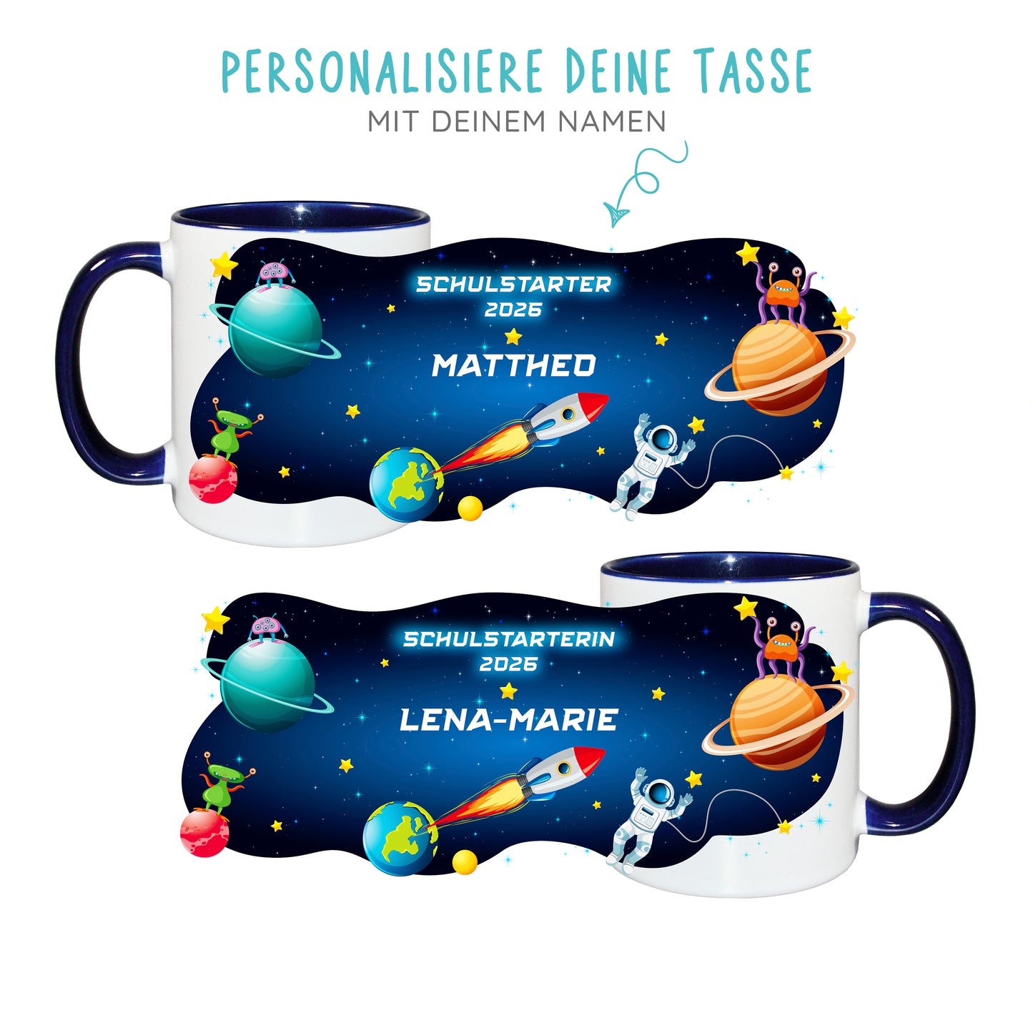 Keramik Tasse mit Namen | Schulstarter