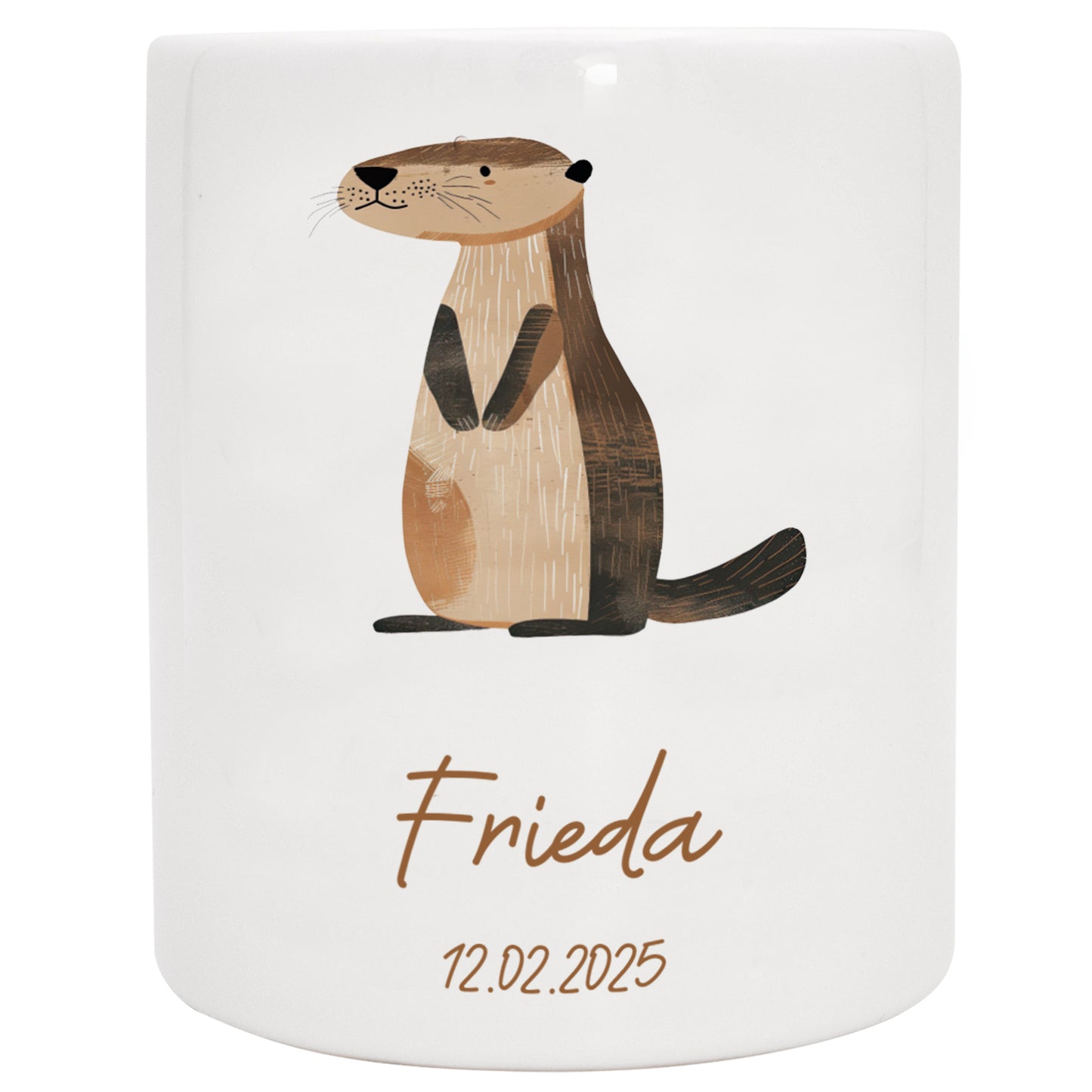 Keramik Spardose mit Name + Datum | Tierparty - Otter