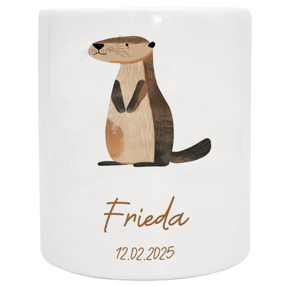 Keramik Spardose mit Name + Datum | Tierparty - Otter