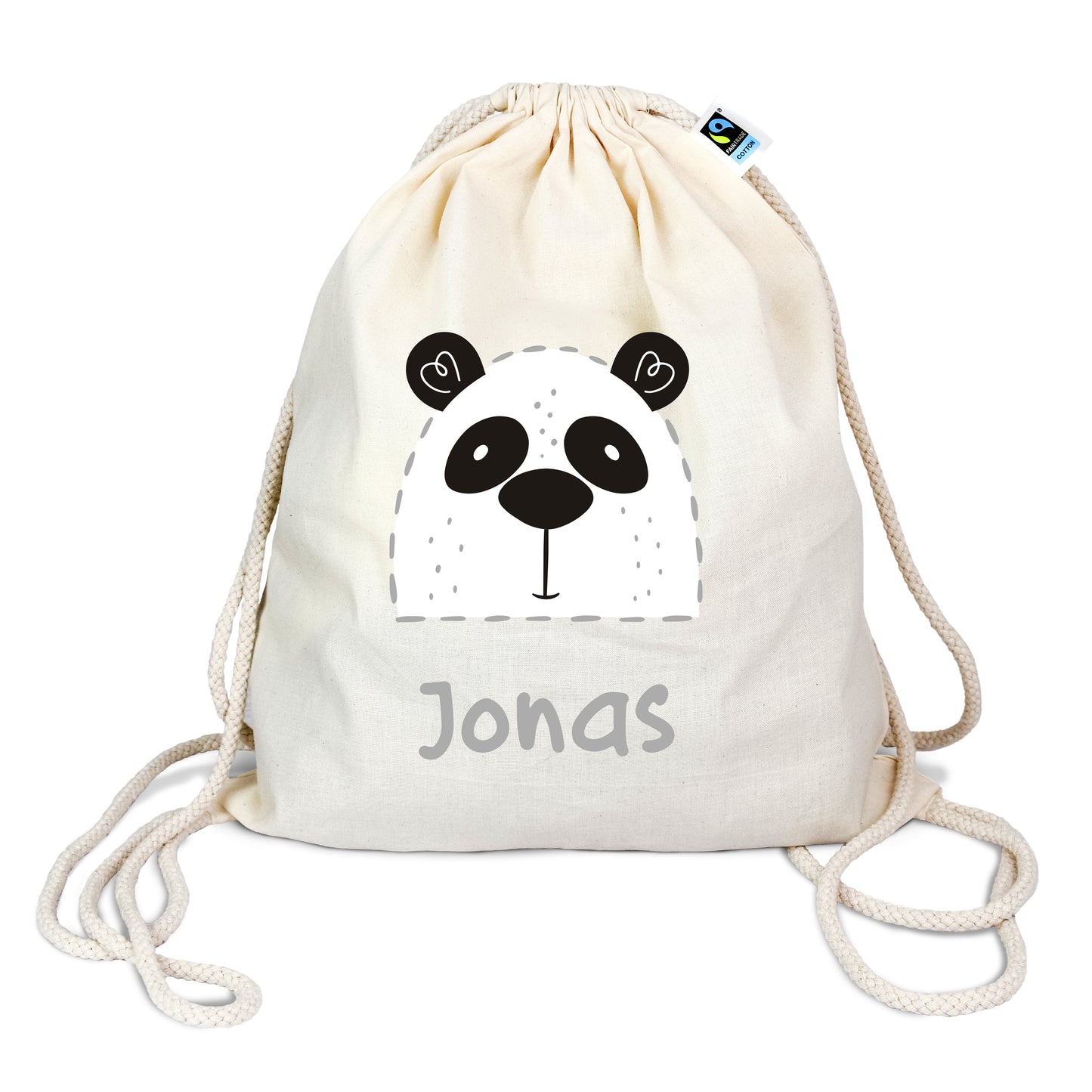 Turnbeutel aus Bio-Baumwolle mit Name | Panda