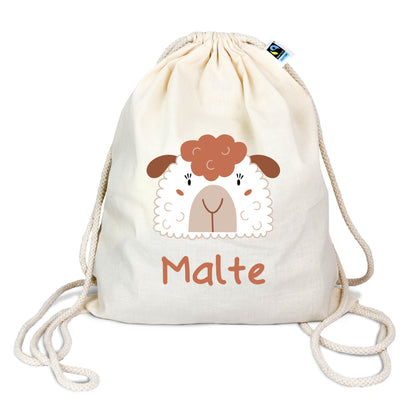 Turnbeutel aus Bio-Baumwolle mit Name | Schaf