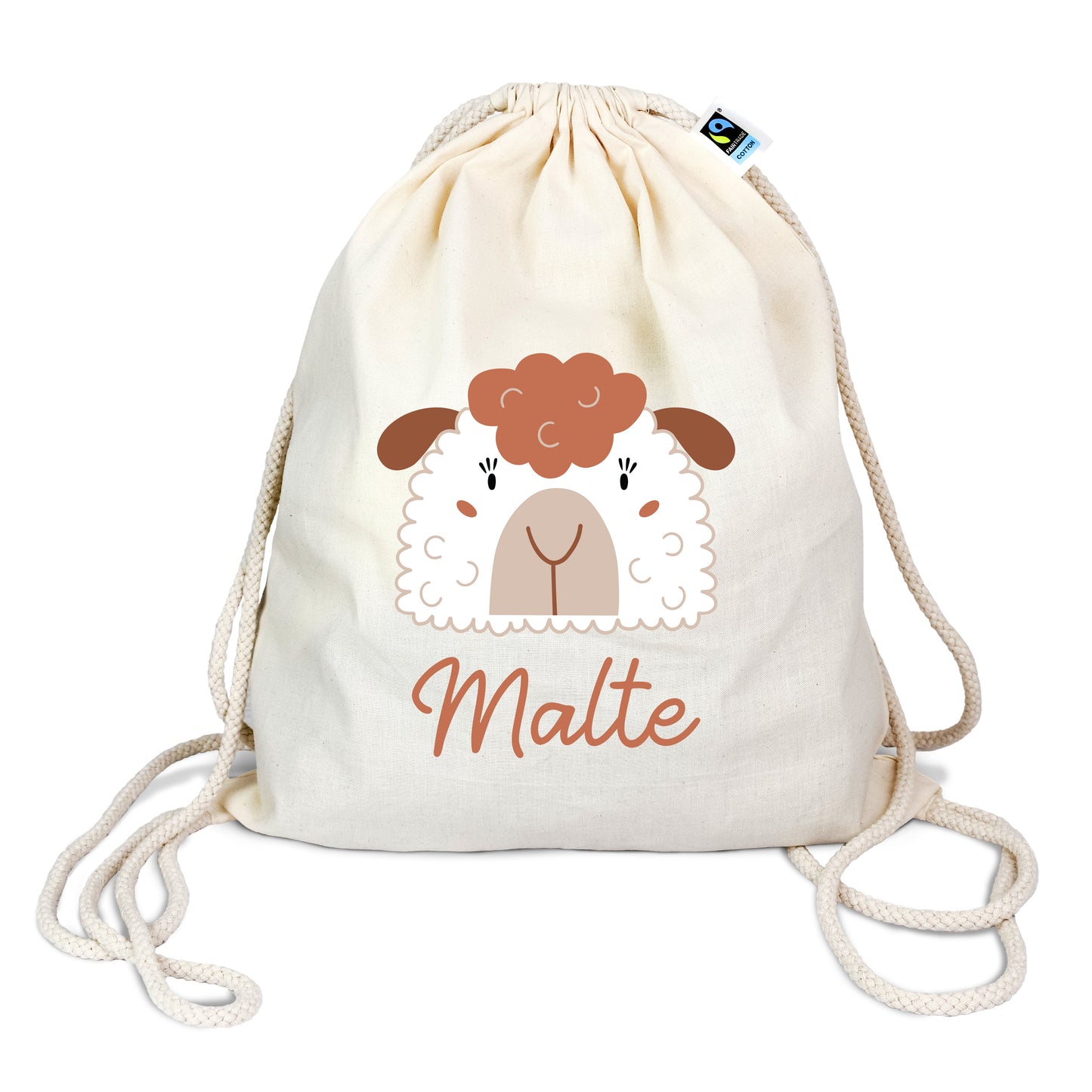 Turnbeutel aus Bio-Baumwolle mit Name | Schaf