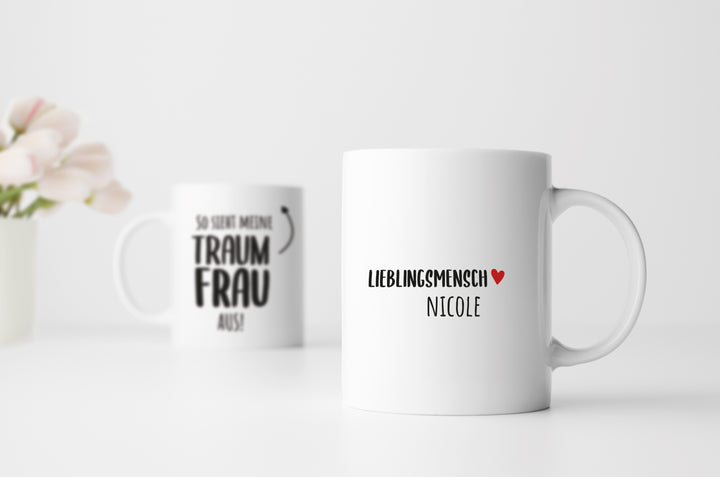 Personalsiertes Paar Geschenk | So sieht meine TraumFrau aus | Name | Freundin | Partnerin | weiße Tasse | Einzigartiges Geschenk für sie