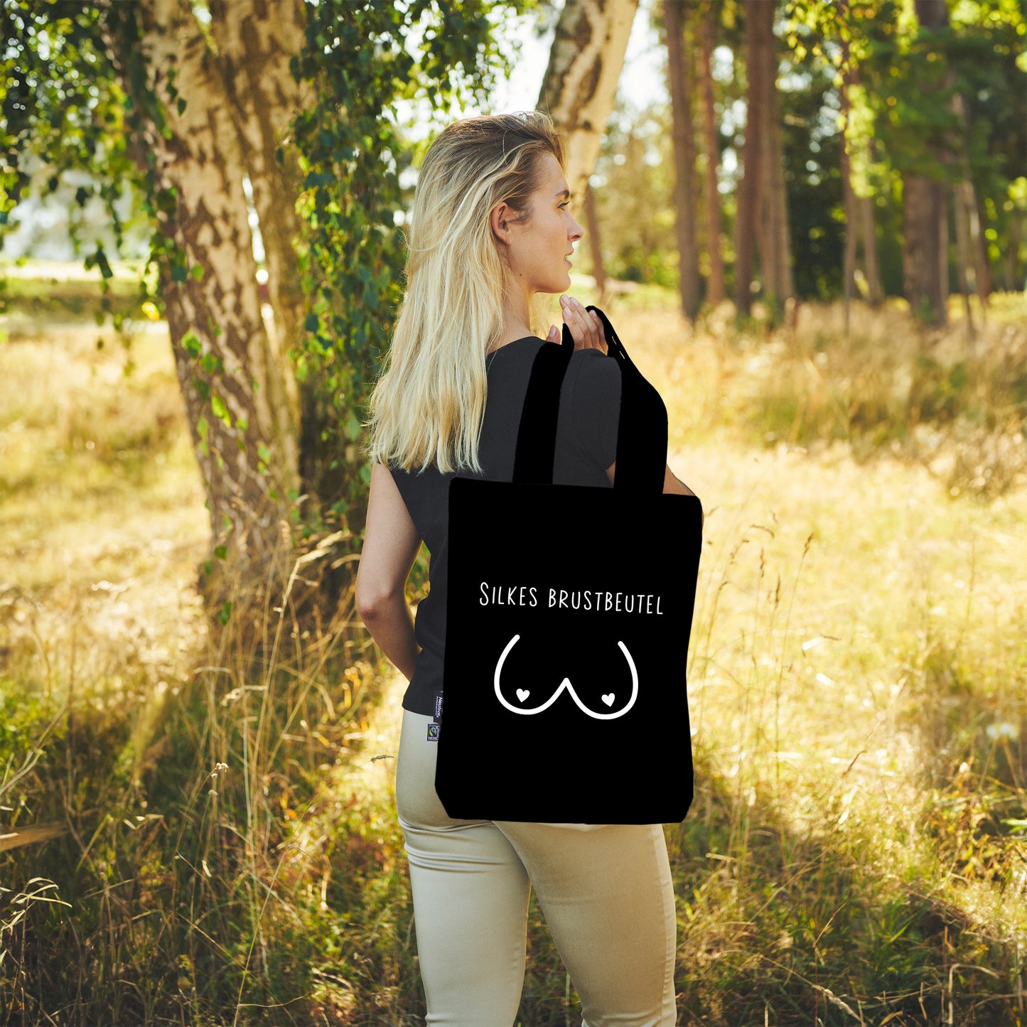 Twill Bag aus Bio- Baumwolle mit Namen | Schwarz | Brustbeutel