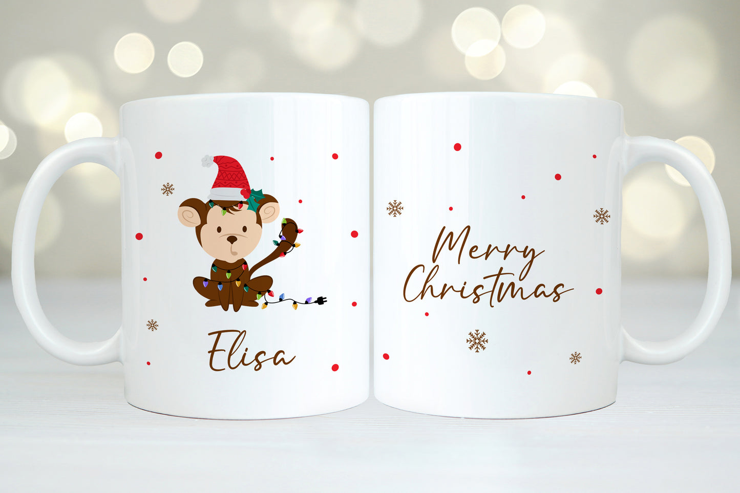Keramik Tasse mit Name | Weihnachts- Affe
