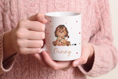 Keramik Tasse | mit Name | Weihnachts- Löwe