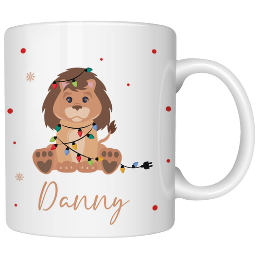 Keramik Tasse | mit Name | Weihnachts- Löwe