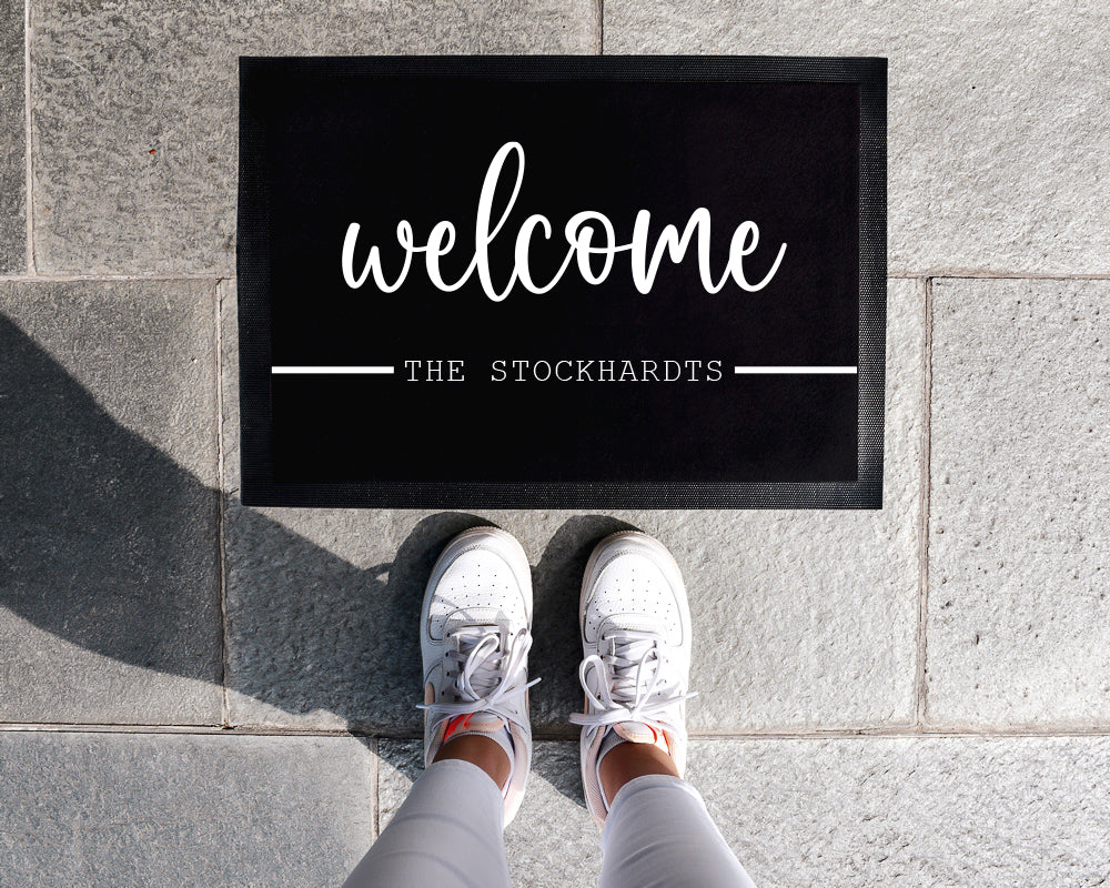 Personalisierte Fußmatte mit Wunschnamen | Welcome | 35 x 50 cm oder 40 x 60 cm | Geschenkidee zum Umzug, Einzug für Familien