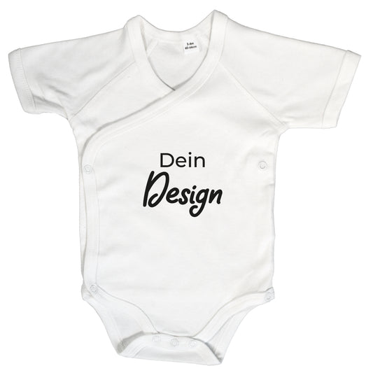 Baby Wickelbody Kurzarm in weiß mit Aufdruck "Dein Design"