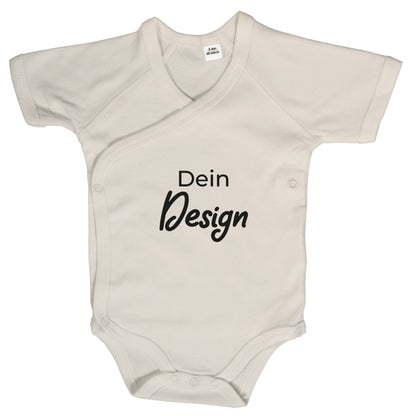 Baby Wickelbody Kurzarm in natur mit Aufdruck "Dein Design"