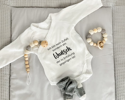 Baby Wickelbody aus Bio-Baumwolle | Ich bin kein Zufall, sondern ein Wunsch | Erfüllung | Langarm Baby Body | Perfektes Geschenk zur Geburt - verschenkich.de