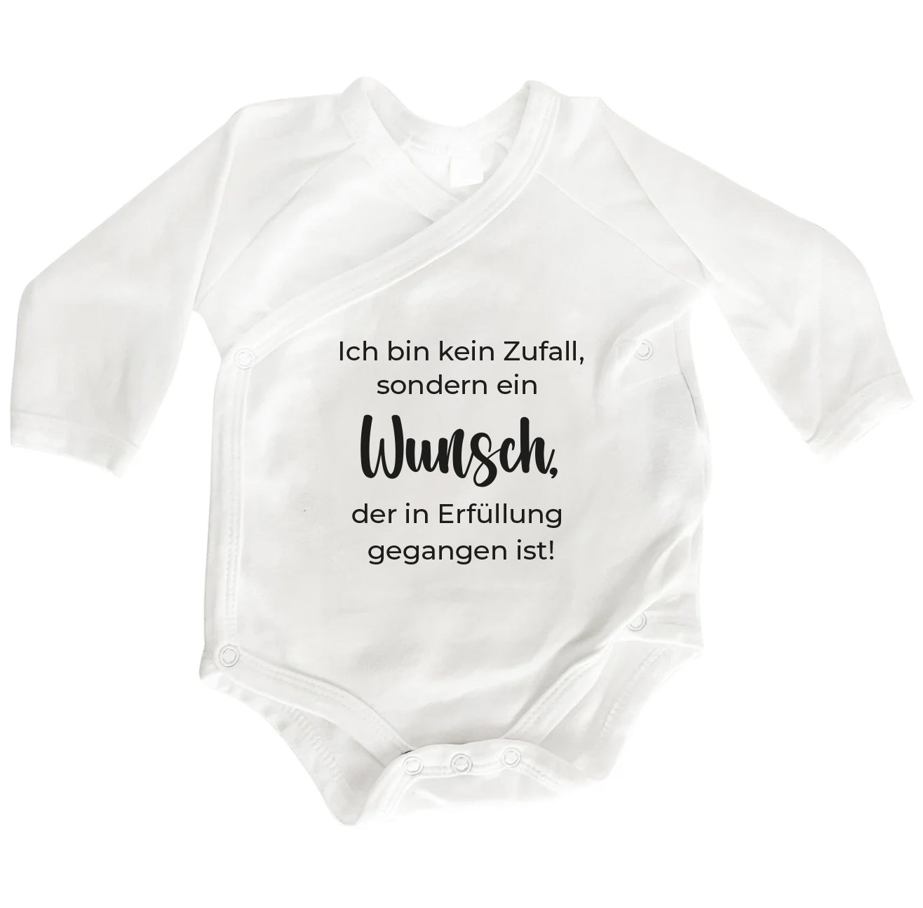 Baby Wickelbody aus Bio-Baumwolle | Ich bin kein Zufall, sondern ein Wunsch | Erfüllung | Langarm Baby Body | Perfektes Geschenk zur Geburt - verschenkich.de