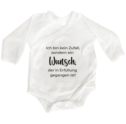 Baby Wickelbody aus Bio-Baumwolle | Ich bin kein Zufall, sondern ein Wunsch | Erfüllung | Langarm Baby Body | Perfektes Geschenk zur Geburt - verschenkich.de