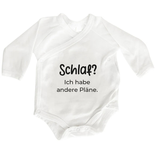 Baby Wickelbody aus Bio-Baumwolle | Schlaf? Ich habe andere Pläne | Langarm Baby Body | Perfektes Geschenk zur Geburt | süßer Spruch - verschenkich.de