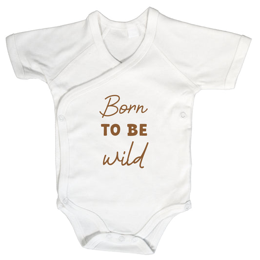 Baby Body Kurzarm mit Spruch | Wickelbody aus Bio-Baumwolle | Born to be wild