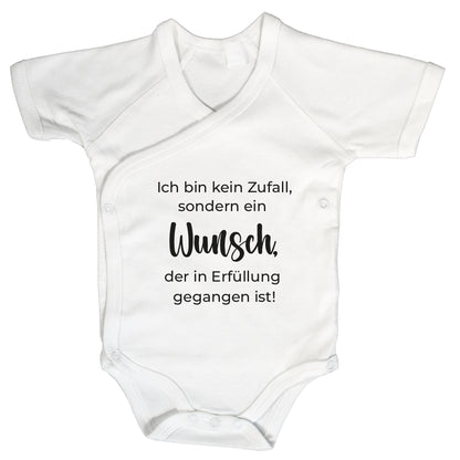 Baby Body Kurzarm mit Spruch | Wickelbody aus Bio-Baumwolle | Ich bin kein Zufall, sondern ein Wunsch