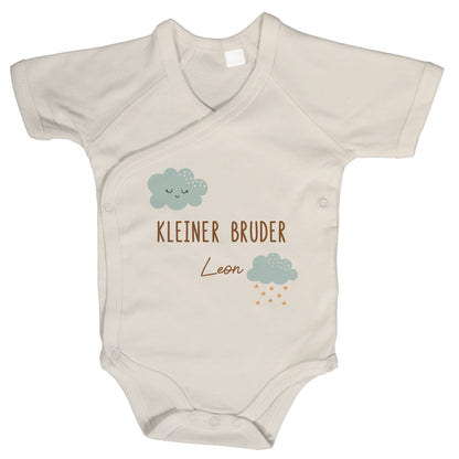 Baby Body Kurzarm mit Name | Wickelbody aus Bio-Baumwolle | Kleiner Bruder