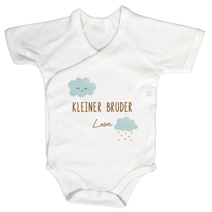 Baby Body Kurzarm mit Name | Wickelbody aus Bio-Baumwolle | Kleiner Bruder