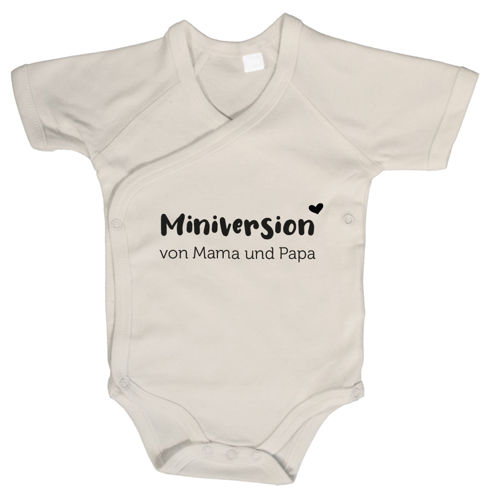 Baby Body Kurzarm mit Spruch | Wickelbody aus Bio-Baumwolle | Miniversion von Mama und Papa