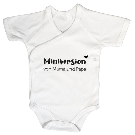 Baby Body Kurzarm mit Spruch | Wickelbody aus Bio-Baumwolle | Miniversion von Mama und Papa