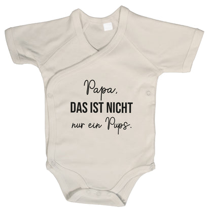 Baby Body Kurzarm mit Spruch | Wickelbody aus Bio-Baumwolle | Papa, das ist nicht nur ein Pups