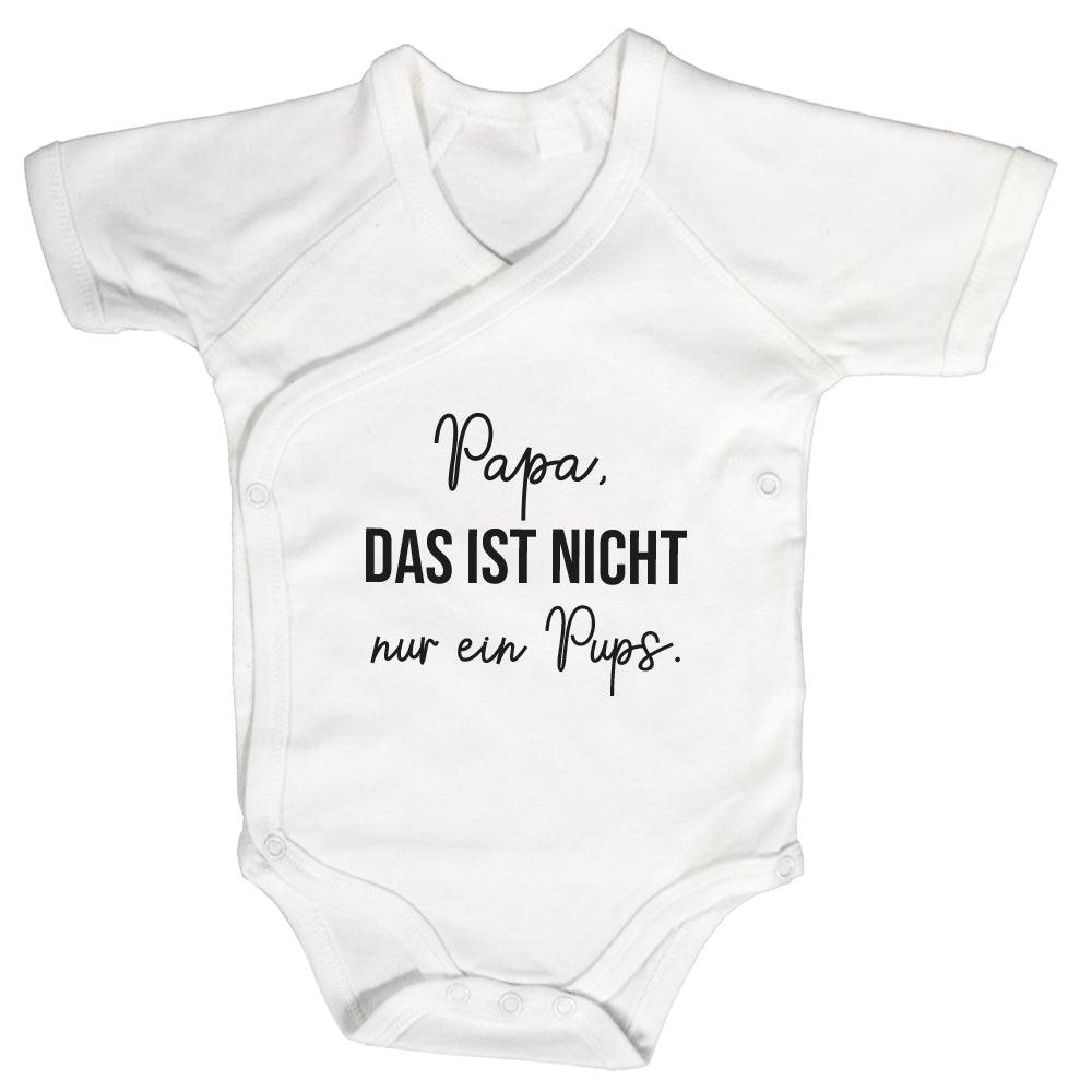 Baby Body Kurzarm mit Spruch | Wickelbody aus Bio-Baumwolle | Papa, das ist nicht nur ein Pups