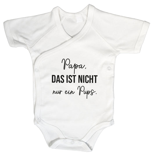 Baby Body Kurzarm mit Spruch | Wickelbody aus Bio-Baumwolle | Papa, das ist nicht nur ein Pups