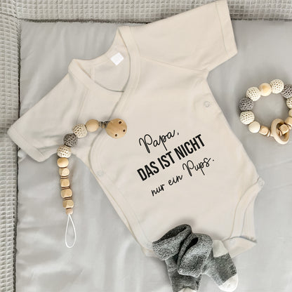 Baby Body Kurzarm mit Spruch | Wickelbody aus Bio-Baumwolle | Papa, das ist nicht nur ein Pups