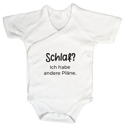 Baby Body Kurzarm mit Spruch | Wickelbody aus Bio-Baumwolle | Schlaf? Ich habe andere Pläne