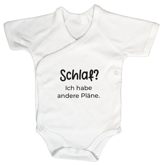 Baby Body Kurzarm mit Spruch | Wickelbody aus Bio-Baumwolle | Schlaf? Ich habe andere Pläne
