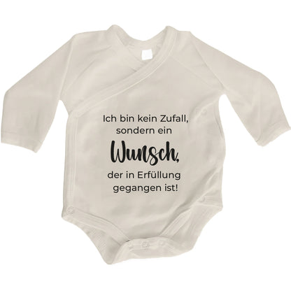 Baby Body Langarm mit Spruch | Wickelbody aus Bio-Baumwolle | Ich bin kein Zufall, sondern ein Wunsch