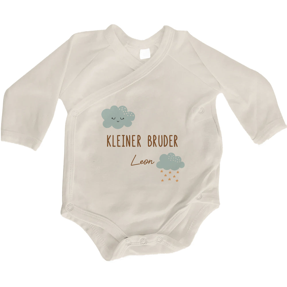 Baby Body Langarm mit Name | Wickelbody aus Bio-Baumwolle | Kleiner Bruder