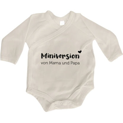 Baby Body Langarm mit Spruch | Wickelbody aus Bio-Baumwolle | Miniversion von Mama und Papa