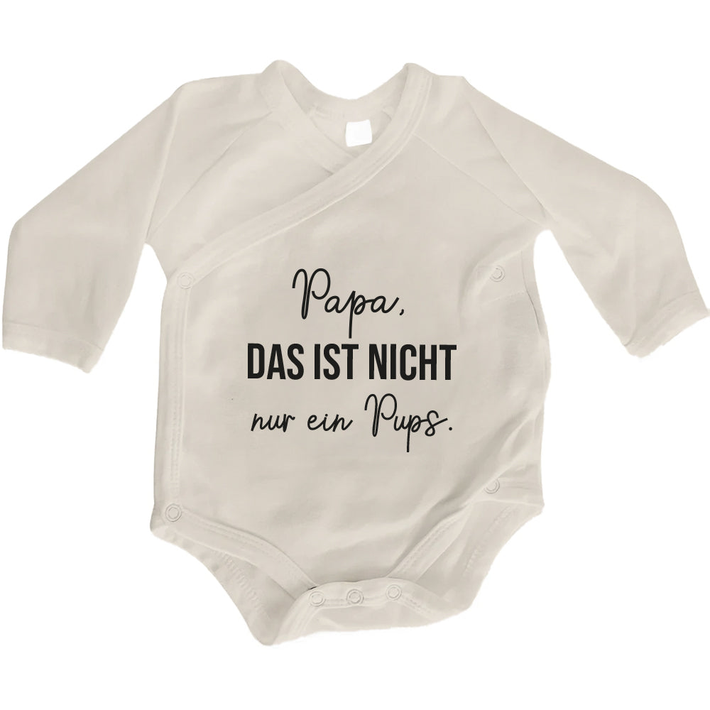 Baby Body Langarm mit Spruch | Wickelbody aus Bio-Baumwolle | Papa, das ist nicht nur ein Pups
