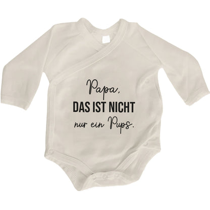 Baby Body Langarm mit Spruch | Wickelbody aus Bio-Baumwolle | Papa, das ist nicht nur ein Pups