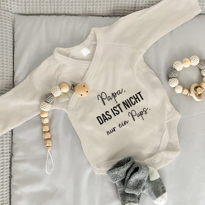 Baby Body Langarm mit Spruch | Wickelbody aus Bio-Baumwolle | Papa, das ist nicht nur ein Pups