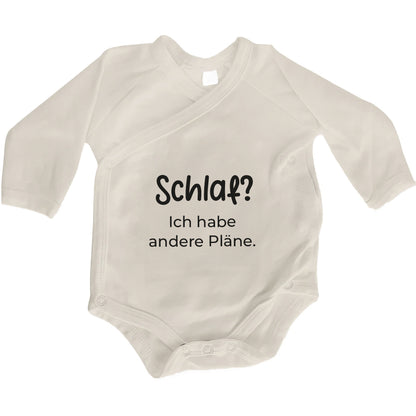 Baby Body Langarm mit Spruch | Wickelbody aus Bio-Baumwolle | Schlaf? Ich habe andere Pläne