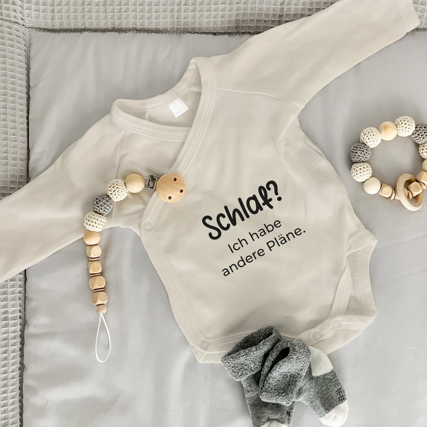 Baby Body Langarm mit Spruch | Wickelbody aus Bio-Baumwolle | Schlaf? Ich habe andere Pläne