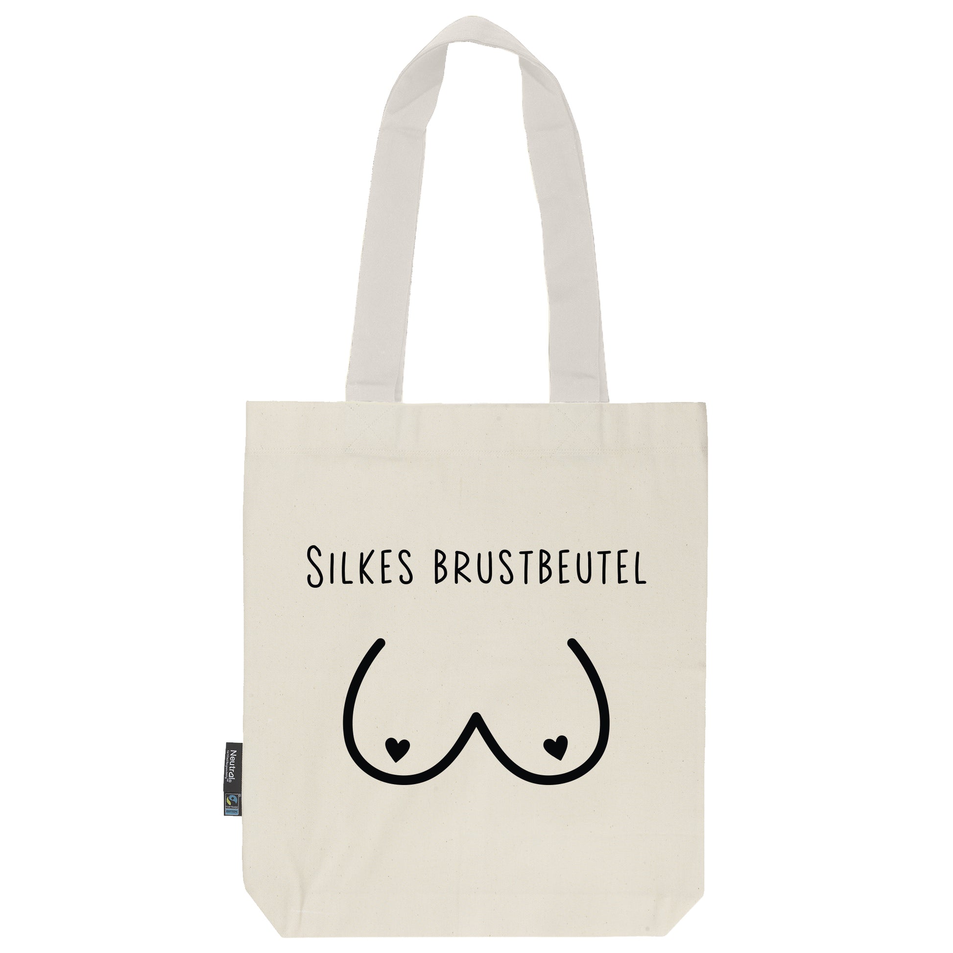 Brustbeutel | feste Stofftasche | lange Henkel | personalisiert mit Brust-Motiv | schwarz oder pink | Bio- Baumwolle | Twill Bag natur - verschenkich.de